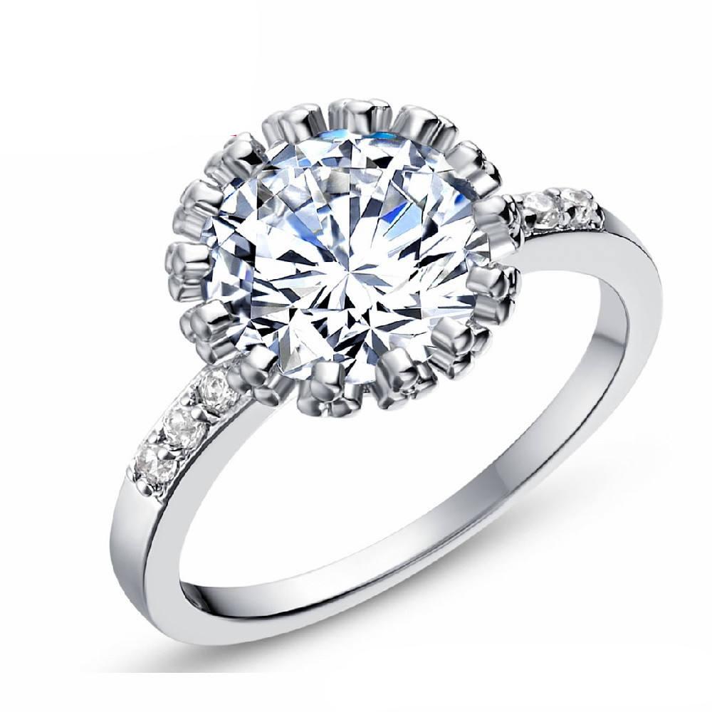 White Flower Crystal Rings for Women