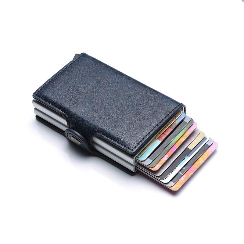 Aluminum Card Wallet Small Clutch Leather Wallet Thin Purse